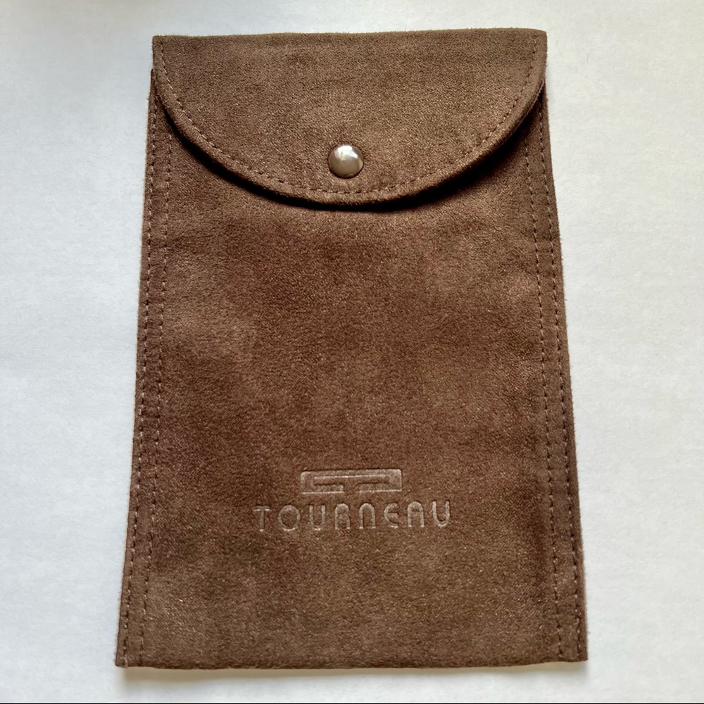 TOURNEAU Brown Faux Suede Pouch 7x4.5 inches